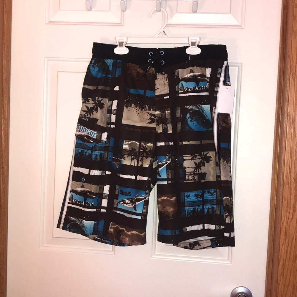 Boy's Shark/Surfing Swim Trunks XL 18/20